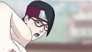 Adult Sarada has mating nigh Naruto&comma; she rides the hokage's dick